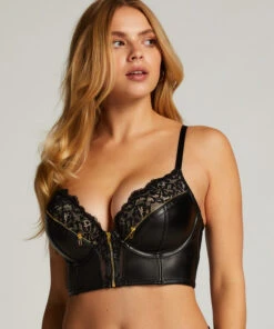 Soutien-gorge à Armatures Push-up Préformé Longline Talia - Noir