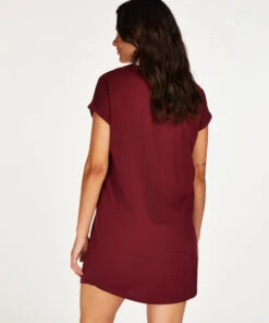 Chemise De Nuit Col Rond - Rouge -Catrin La Lingerie Boutique 199200 4