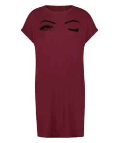 Chemise De Nuit Col Rond - Rouge -Catrin La Lingerie Boutique 199200 5