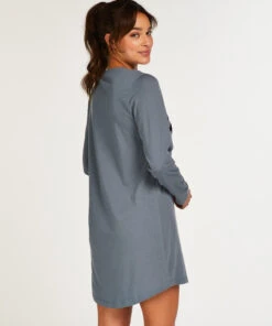 Chemise De Nuit à Décolleté Arrondi - Gris -Catrin La Lingerie Boutique 199202 4