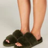 Pantoufles Fake Fur - Vert