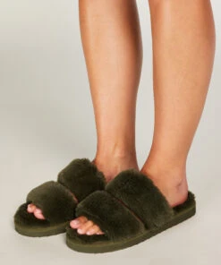 Pantoufles Fake Fur - Vert