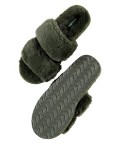 Pantoufles Fake Fur - Vert -Catrin La Lingerie Boutique 199324 6