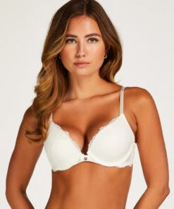 Soutien-gorge à Armatures Préformé Push-up Marine - Blanc