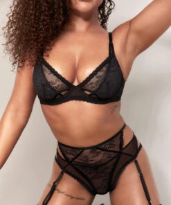 Slip Brésilien Taille Haute Amy - Noir -Catrin La Lingerie Boutique 201146 17