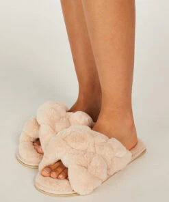 Fake Fur Slider - Blanc