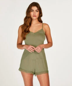 Ensemble De Pyjama Court Cami - Vert