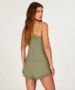 Ensemble De Pyjama Court Cami - Vert -Catrin La Lingerie Boutique 201671 4