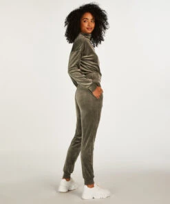 Petite Pantalon De Jogging En Velours - Vert -Catrin La Lingerie Boutique 201704 4