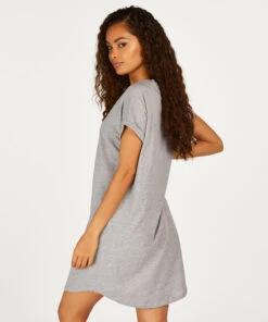 Chemise De Nuit à Encolure Arrondie - Gris -Catrin La Lingerie Boutique 201733 4