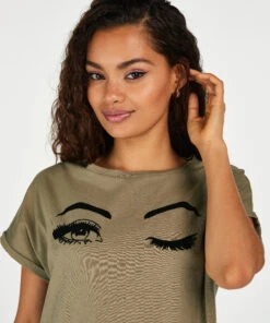 Chemise De Nuit à Encolure Arrondie - Vert -Catrin La Lingerie Boutique 201742 2