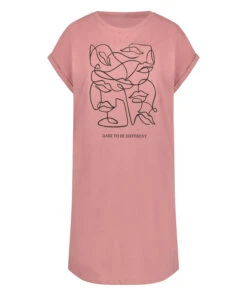 Chemise De Nuit à Encolure Arrondie - Rose -Catrin La Lingerie Boutique 201753 5