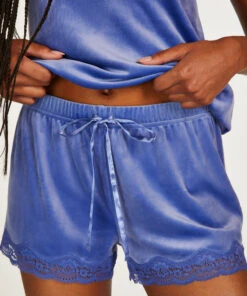 Short Velours Dentelle - Bleu -Catrin La Lingerie Boutique 201765 2