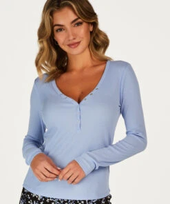 Haut De Pyjama à Manches Longues - Bleu