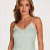 Top Cami Rib Lace Contrast - Vert