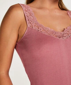 Débardeur Côtelé En Dentelle - Rose 9 Débardeur Côtelé En Dentelle - Rose -Catrin La Lingerie Boutique 202320 2