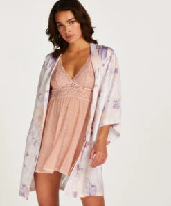 Kimono En Satin - Rose