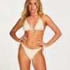 Bas De Bikini Jambes Hautes Crochet Lurex - Blanc