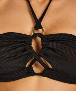 Haut De Bikini Croptop Nero Rib - Noir -Catrin La Lingerie Boutique 203073 2